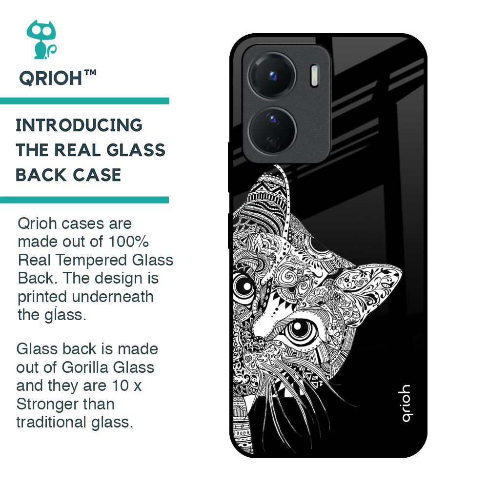 Kitten Mandala Glass Case for Vivo Y16