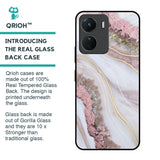Pink & Gold Gllitter Marble Glass Case for Vivo Y16