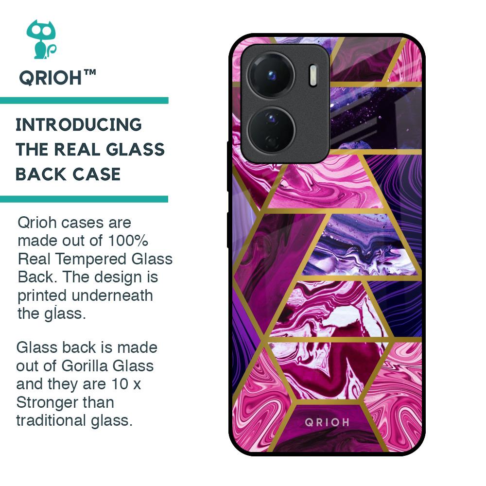 Electroplated Geometric Marble Glass Case for Vivo Y16
