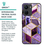 Purple Rhombus Marble Glass Case for Vivo Y16