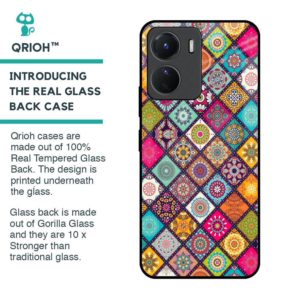 Multicolor Mandala Glass Case for Vivo Y16