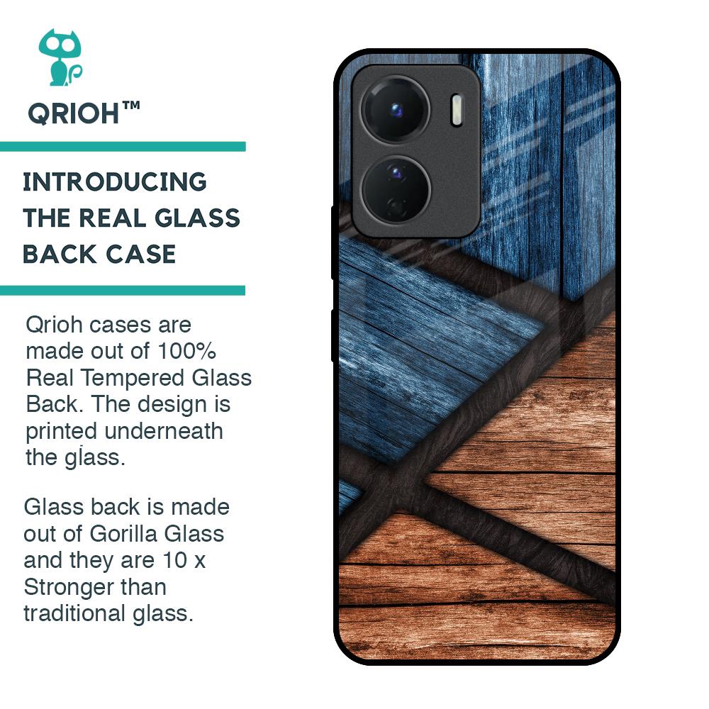 Wooden Tiles Glass Case for Vivo Y16