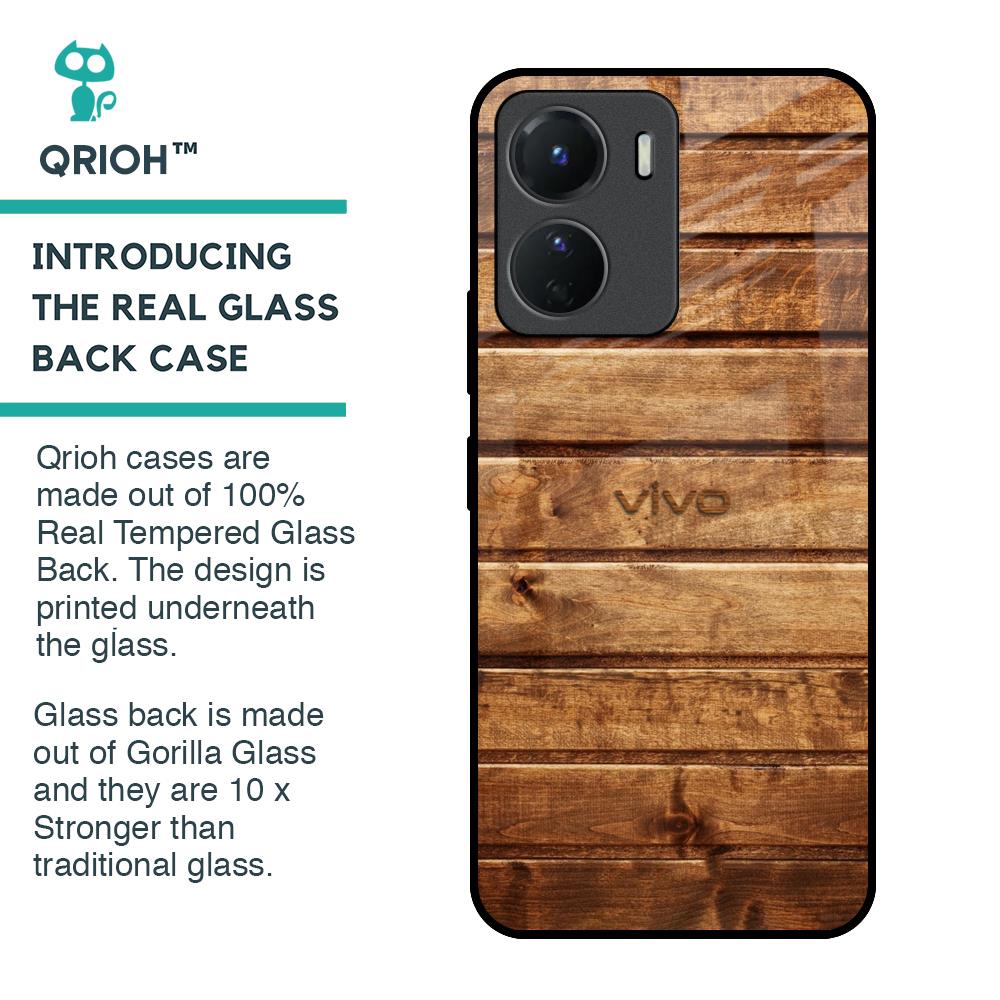 Wooden Planks Glass Case for Vivo Y16