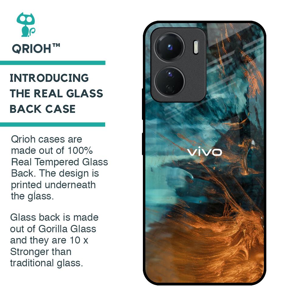 Golden Splash Glass Case for Vivo Y16