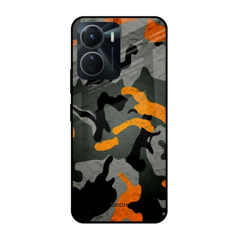 Camouflage Orange Vivo Y16 Glass Cases & Covers Online