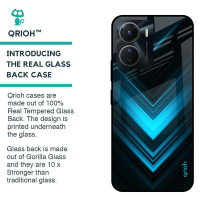 Vertical Blue Arrow Glass Case For Vivo Y16