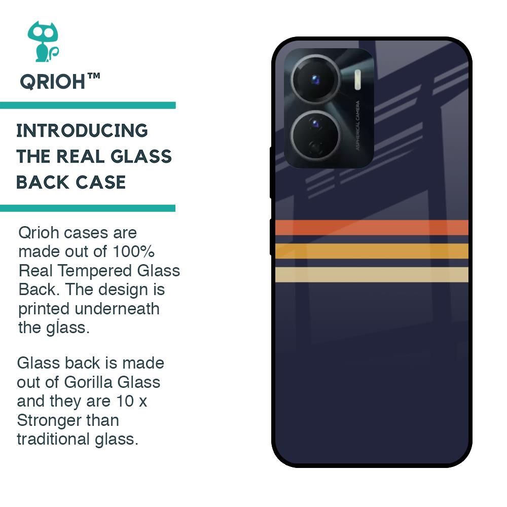 Tricolor Stripes Glass Case For Vivo Y16