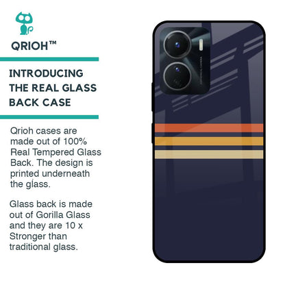 Tricolor Stripes Glass Case For Vivo Y16