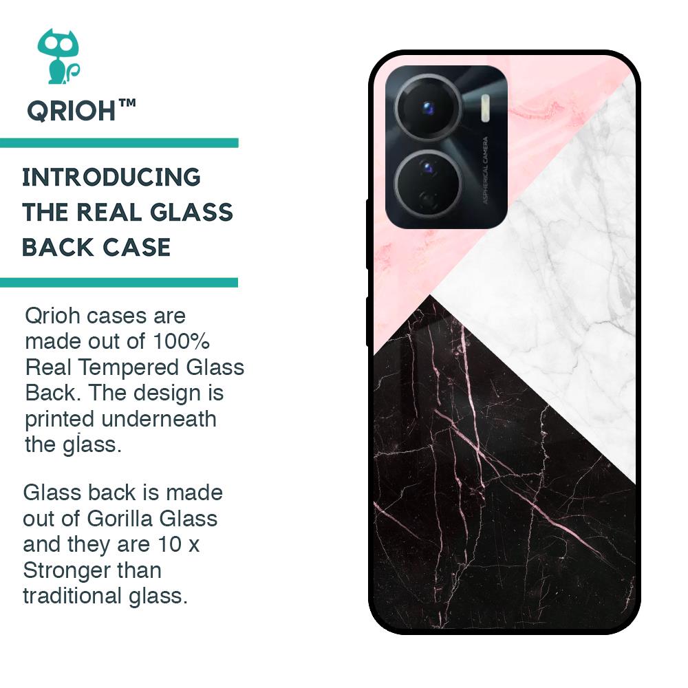 Marble Collage Art Glass Case For Vivo Y16