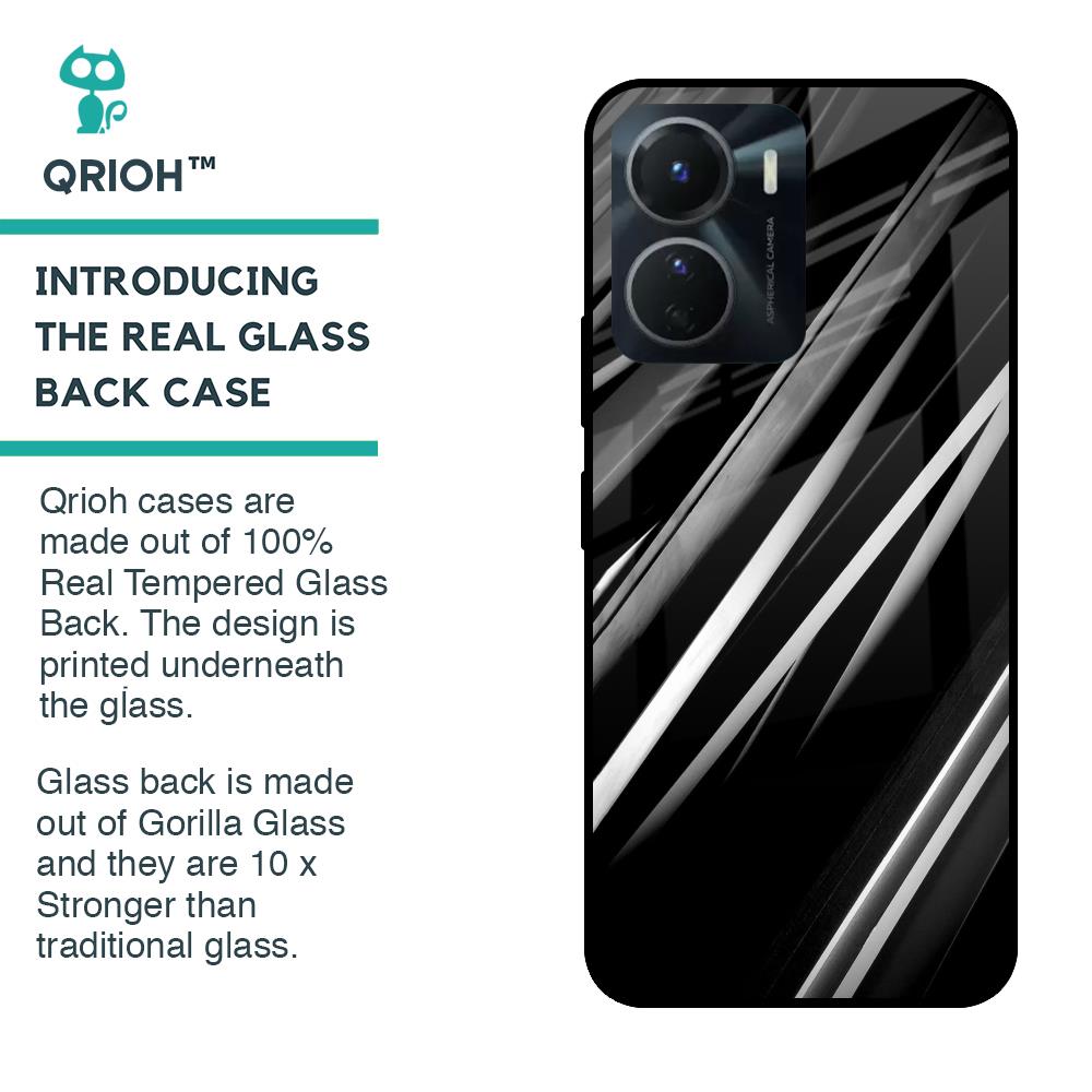 Black & Grey Gradient Glass Case For Vivo Y16