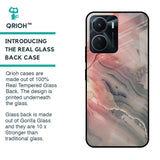Pink And Grey Marble Glass Case For Vivo Y16