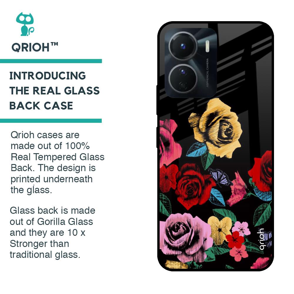 Floral Decorative Glass Case For Vivo Y16