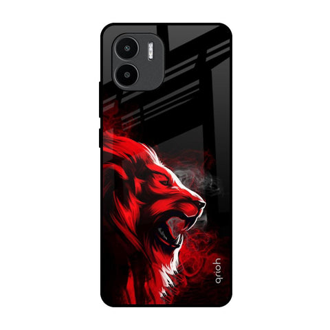 Red Angry Lion Redmi A1 Glass Back Cover Online