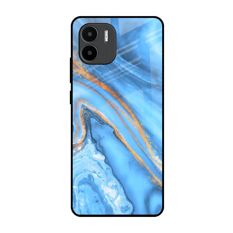 Vibrant Blue Marble Redmi A1 Glass Back Cover Online