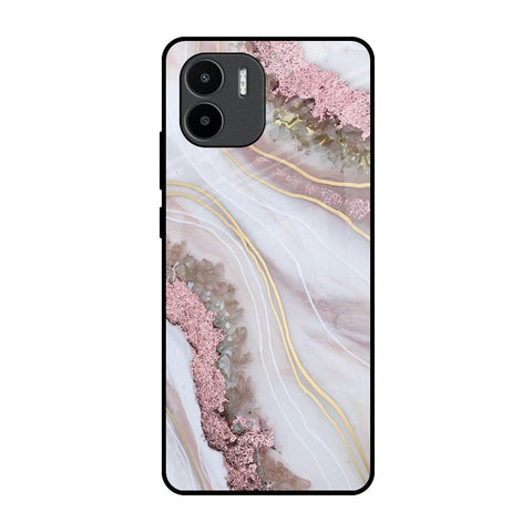 Pink & Gold Gllitter Marble Redmi A1 Glass Back Cover Online