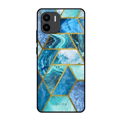 Turquoise Geometrical Marble Redmi A1 Glass Back Cover Online