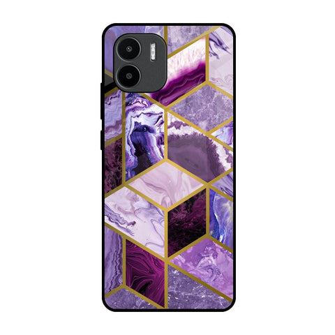 Purple Rhombus Marble Redmi A1 Glass Back Cover Online