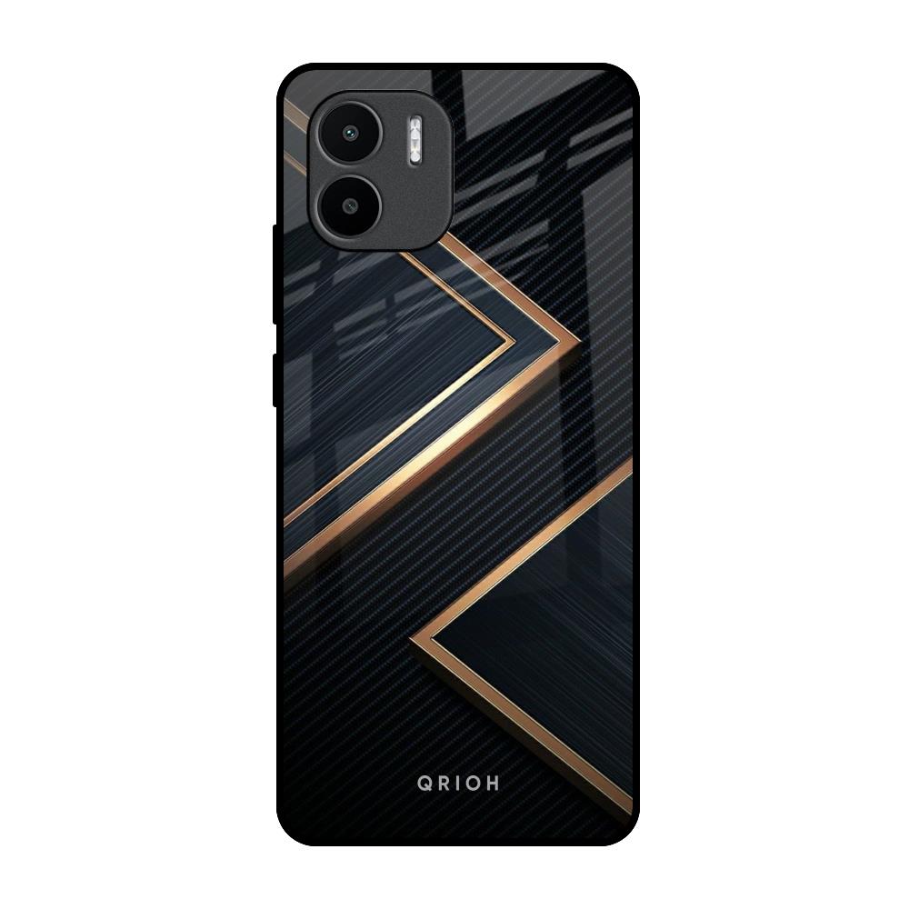 Sleek Golden & Navy Redmi A1 Glass Back Cover Online