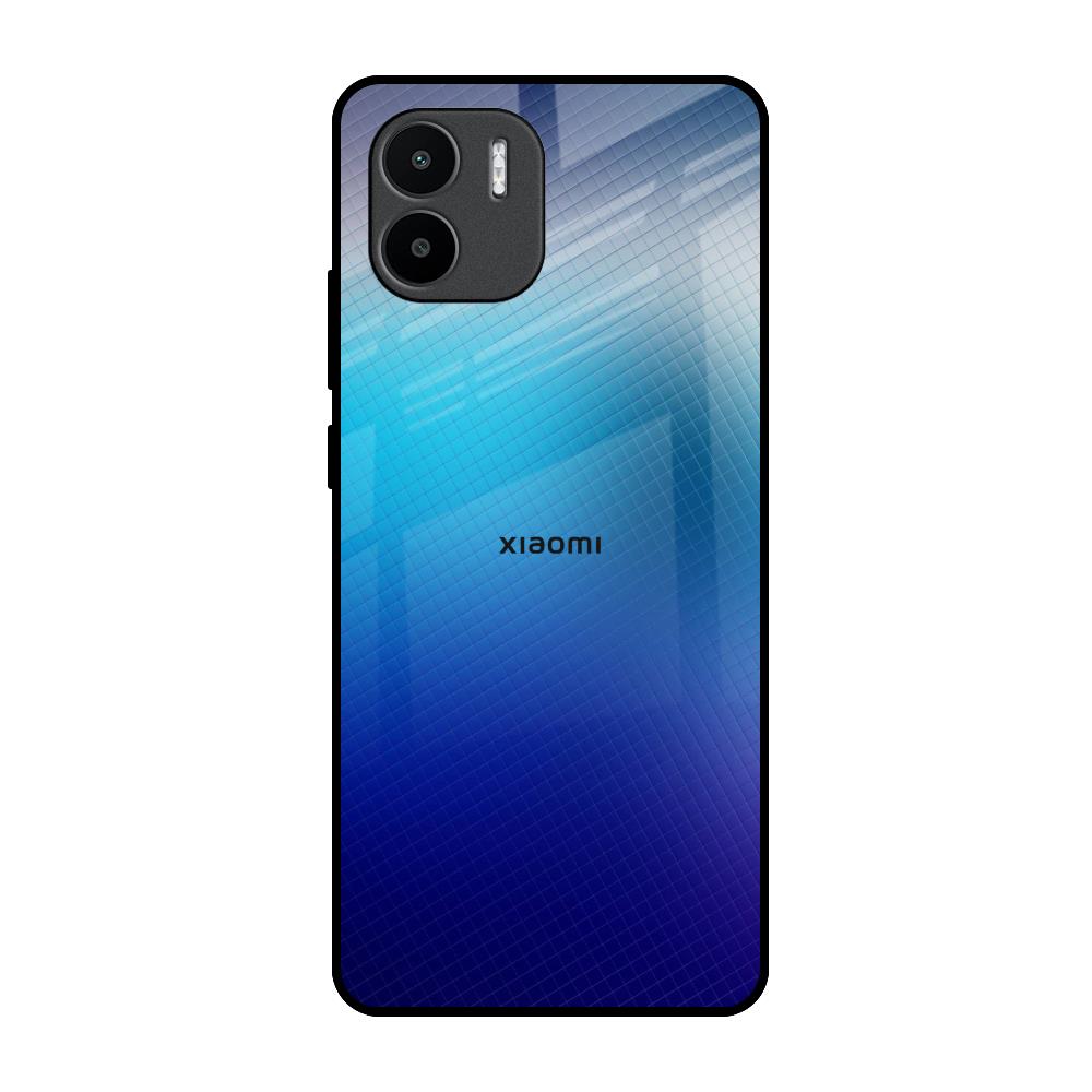Blue Rhombus Pattern Redmi A1 Glass Back Cover Online