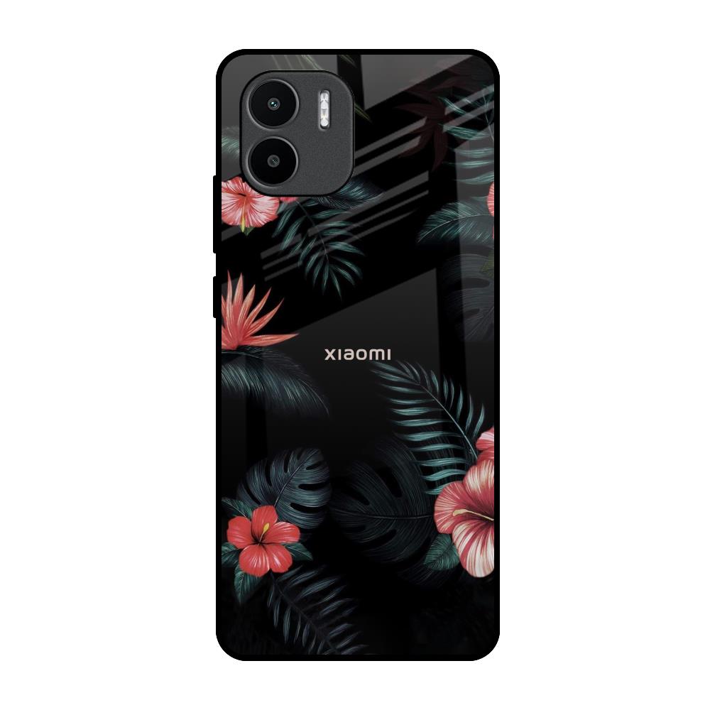 Tropical Art Flower Redmi A1 Glass Back Cover Online