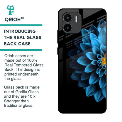 Half Blue Flower Glass Case for Redmi A1