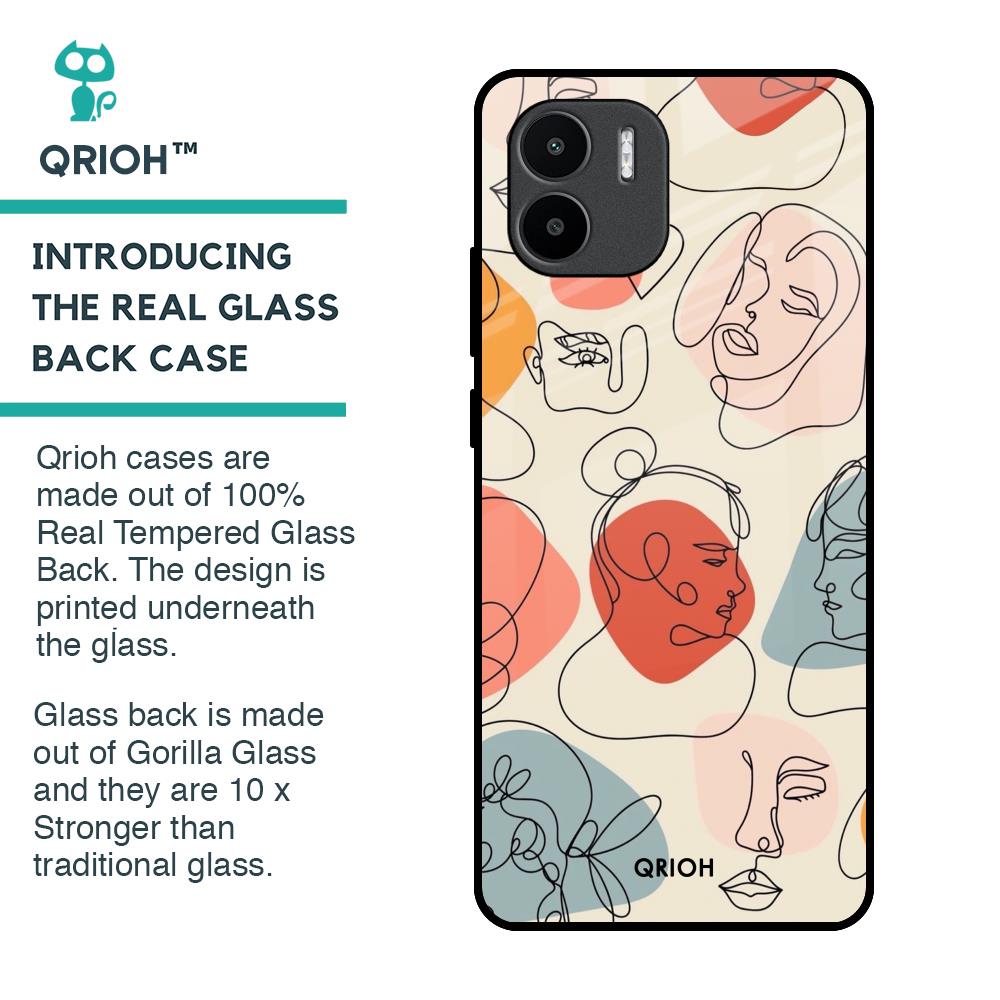 Abstract Faces Glass Case for Redmi A1