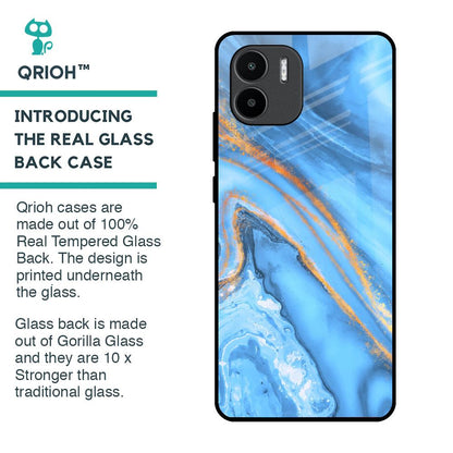 Vibrant Blue Marble Glass Case for Redmi A1