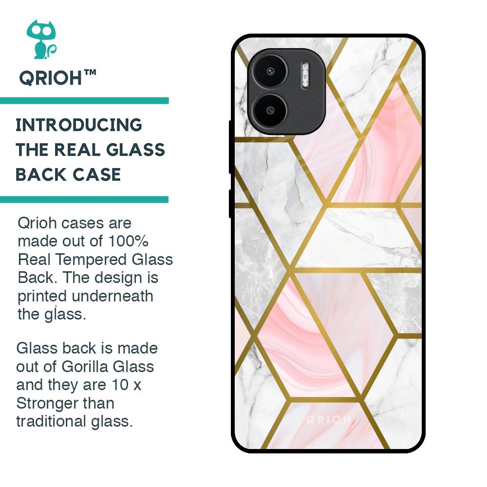 Geometrical Marble Glass Case for Redmi A1