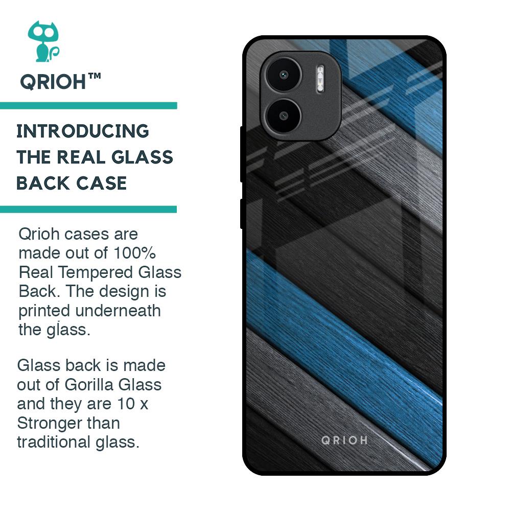 Multicolor Wooden Effect Glass Case for Redmi A1