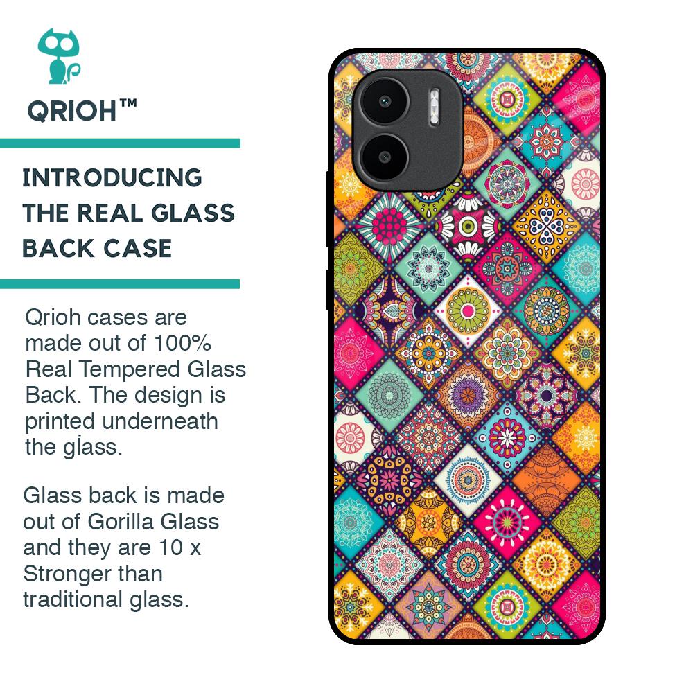 Multicolor Mandala Glass Case for Redmi A1
