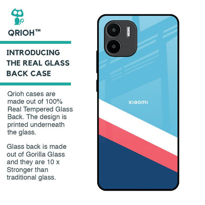 Pink & White Stripes Glass Case For Redmi A1