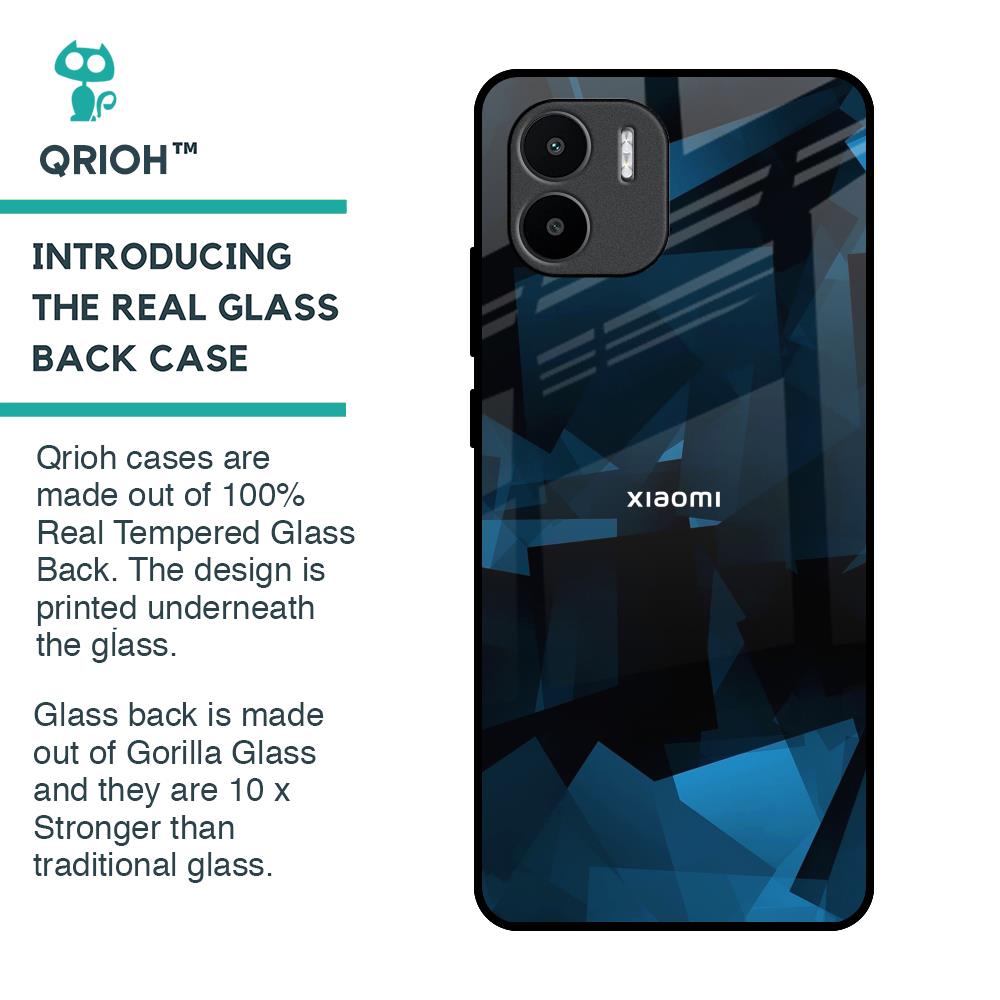 Polygonal Blue Box Glass Case For Redmi A1
