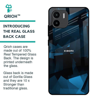 Polygonal Blue Box Glass Case For Redmi A1