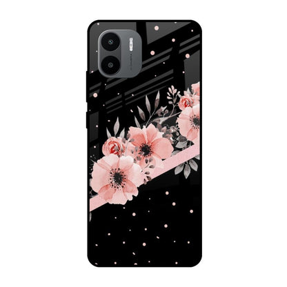 Floral Black Band Redmi A1 Glass Cases & Covers Online
