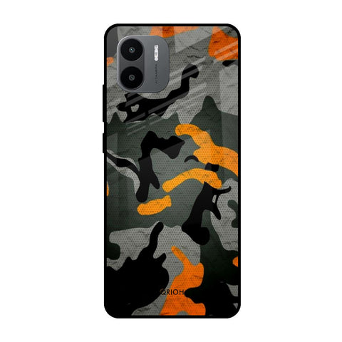 Camouflage Orange Redmi A1 Glass Cases & Covers Online