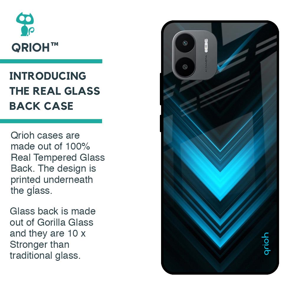Vertical Blue Arrow Glass Case For Redmi A1