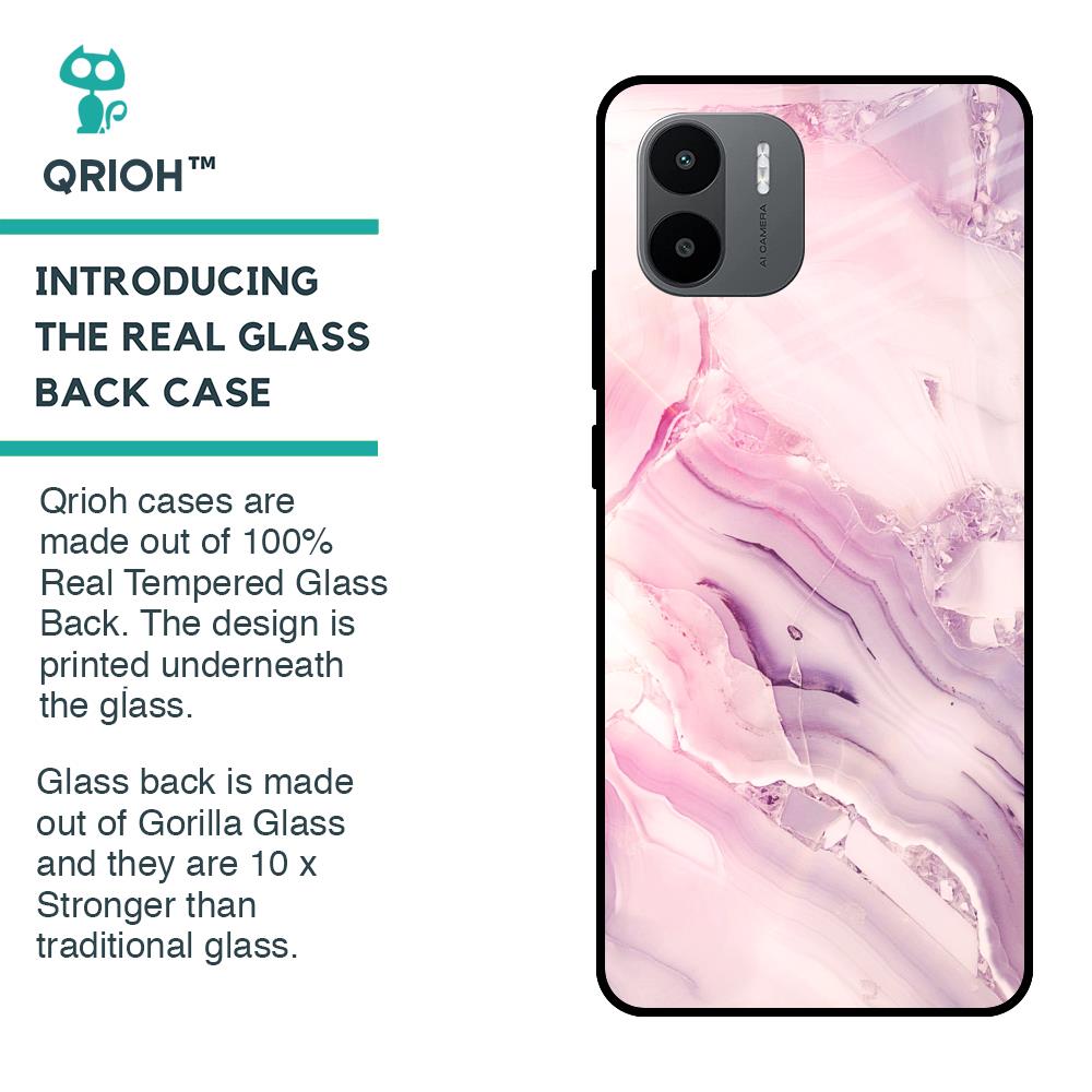 Diamond Pink Gradient Glass Case For Redmi A1