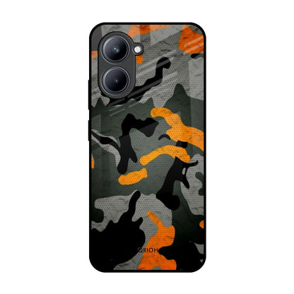 Camouflage Orange Realme C33 Glass Back Cover Online