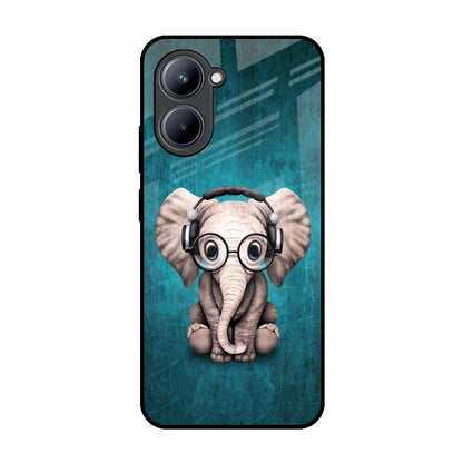 Adorable Baby Elephant Realme C33 Glass Back Cover Online