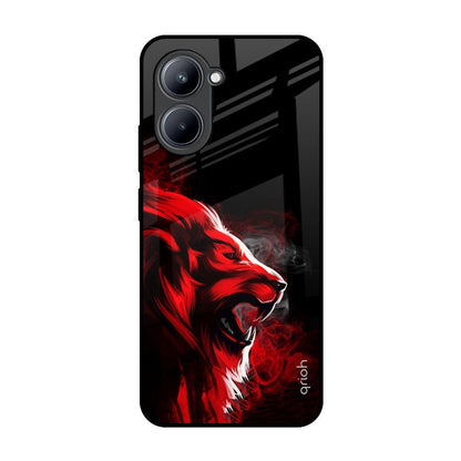 Red Angry Lion Realme C33 Glass Back Cover Online