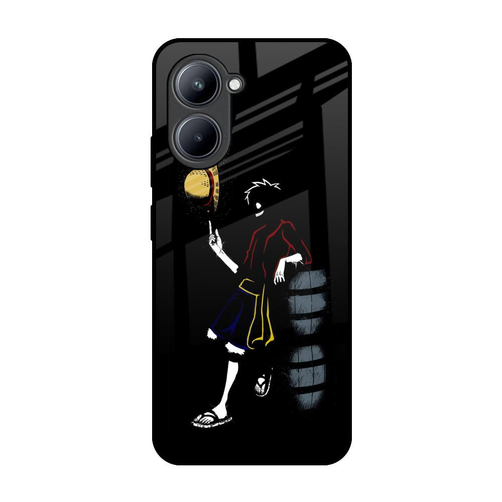Luffy Line Art Realme C33 Glass Back Cover Online