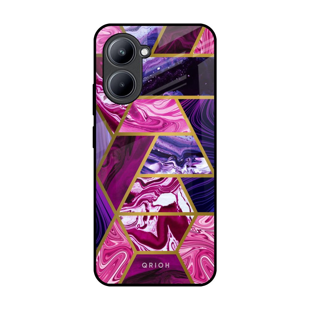 Electroplated Geometric Marble Realme C33 Glass Back Cover Online