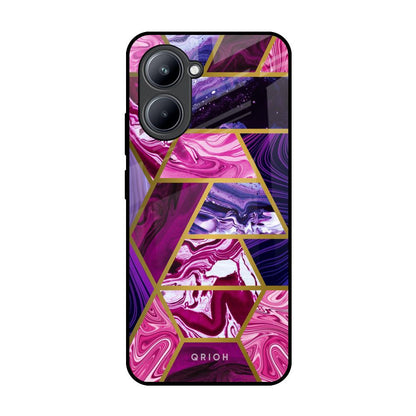 Electroplated Geometric Marble Realme C33 Glass Back Cover Online