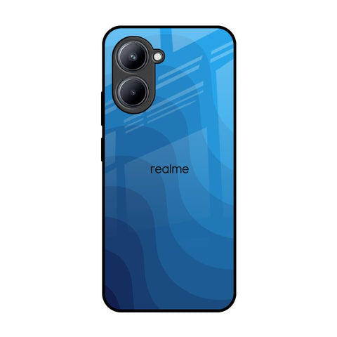 Blue Wave Abstract Realme C33 Glass Back Cover Online