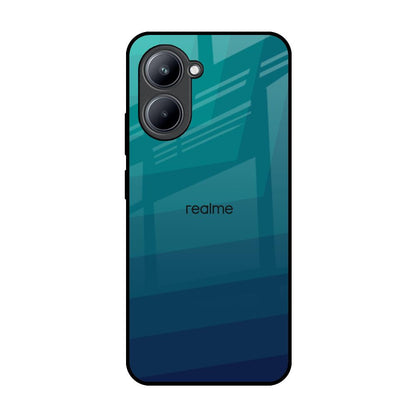 Green Triangle Pattern Realme C33 Glass Back Cover Online