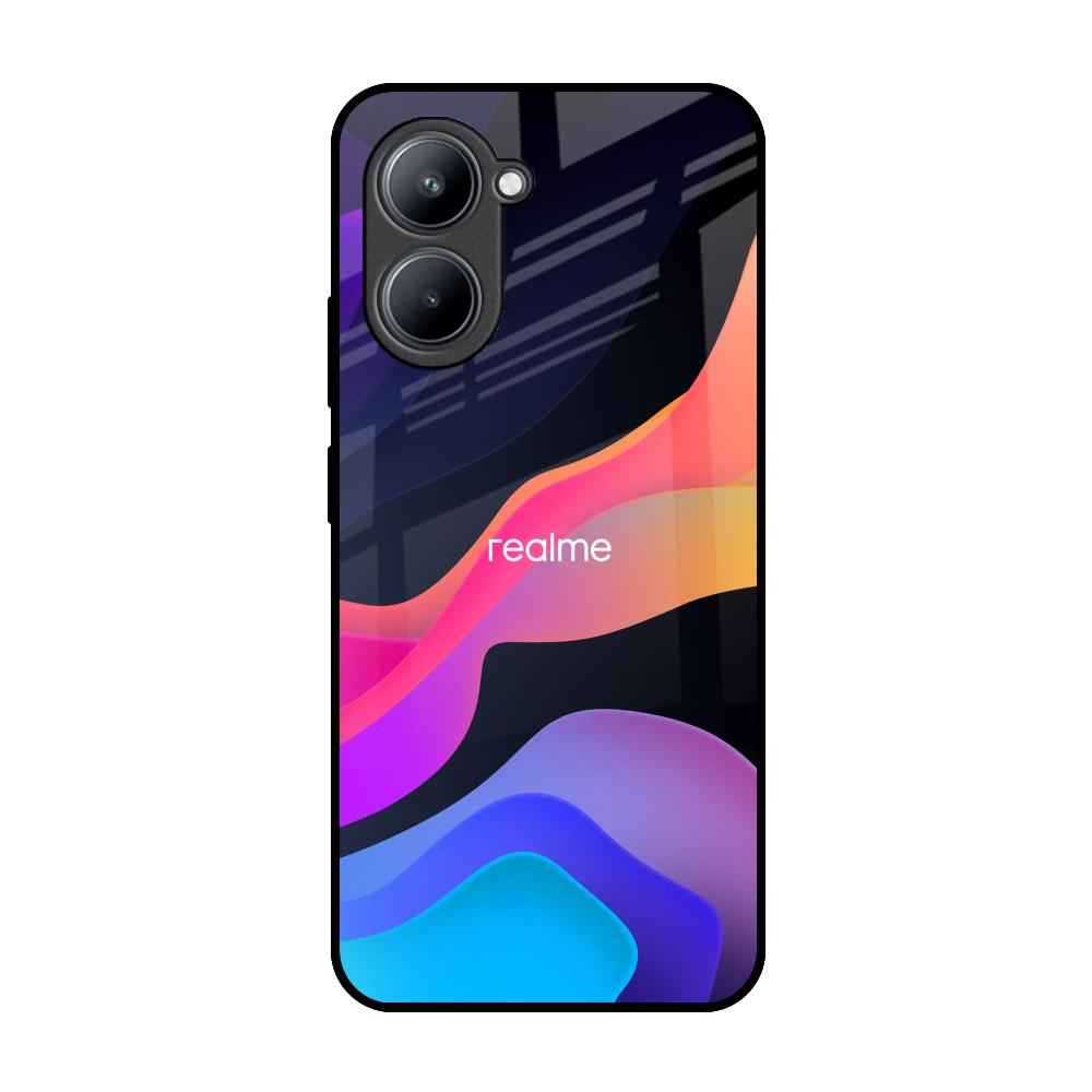 Colorful Fluid Realme C33 Glass Back Cover Online