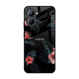 Tropical Art Flower Realme C33 Glass Back Cover Online