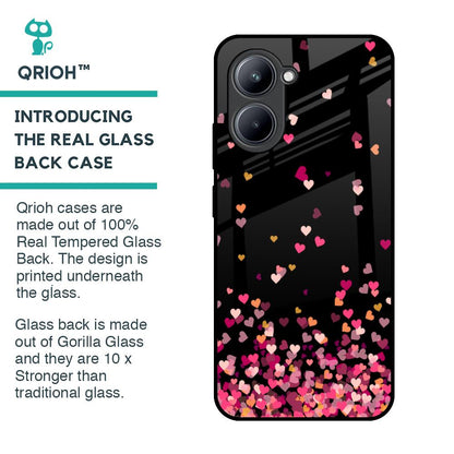 Heart Rain Fall Glass Case For Realme C33