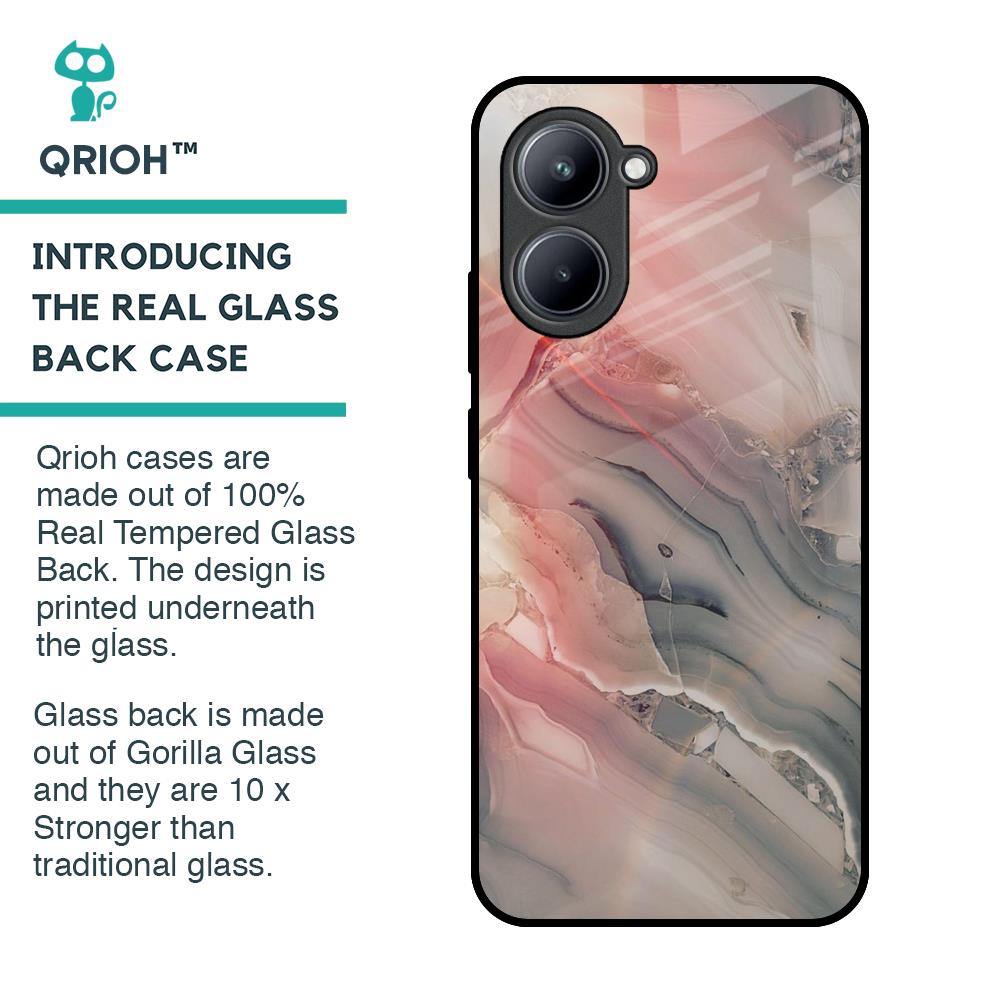 Pink And Grey Marble Glass Case For Realme C33