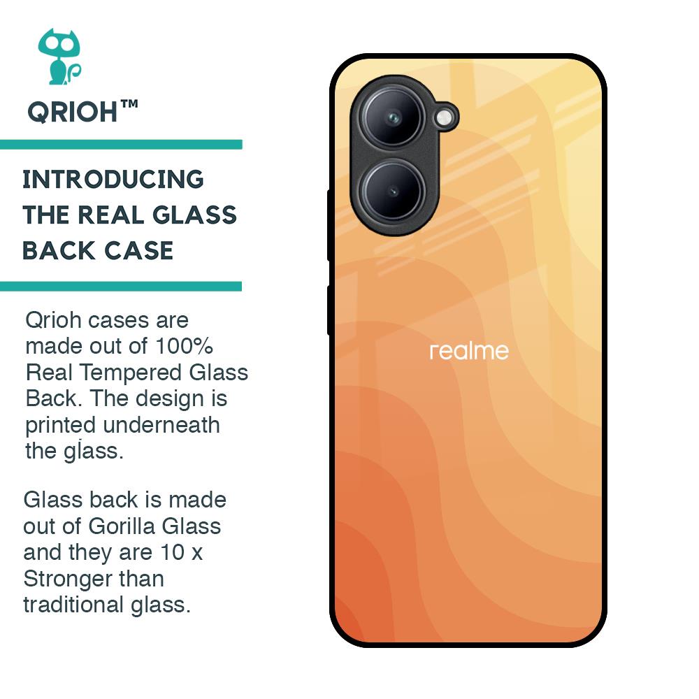 Orange Curve Pattern Glass Case for Realme C33